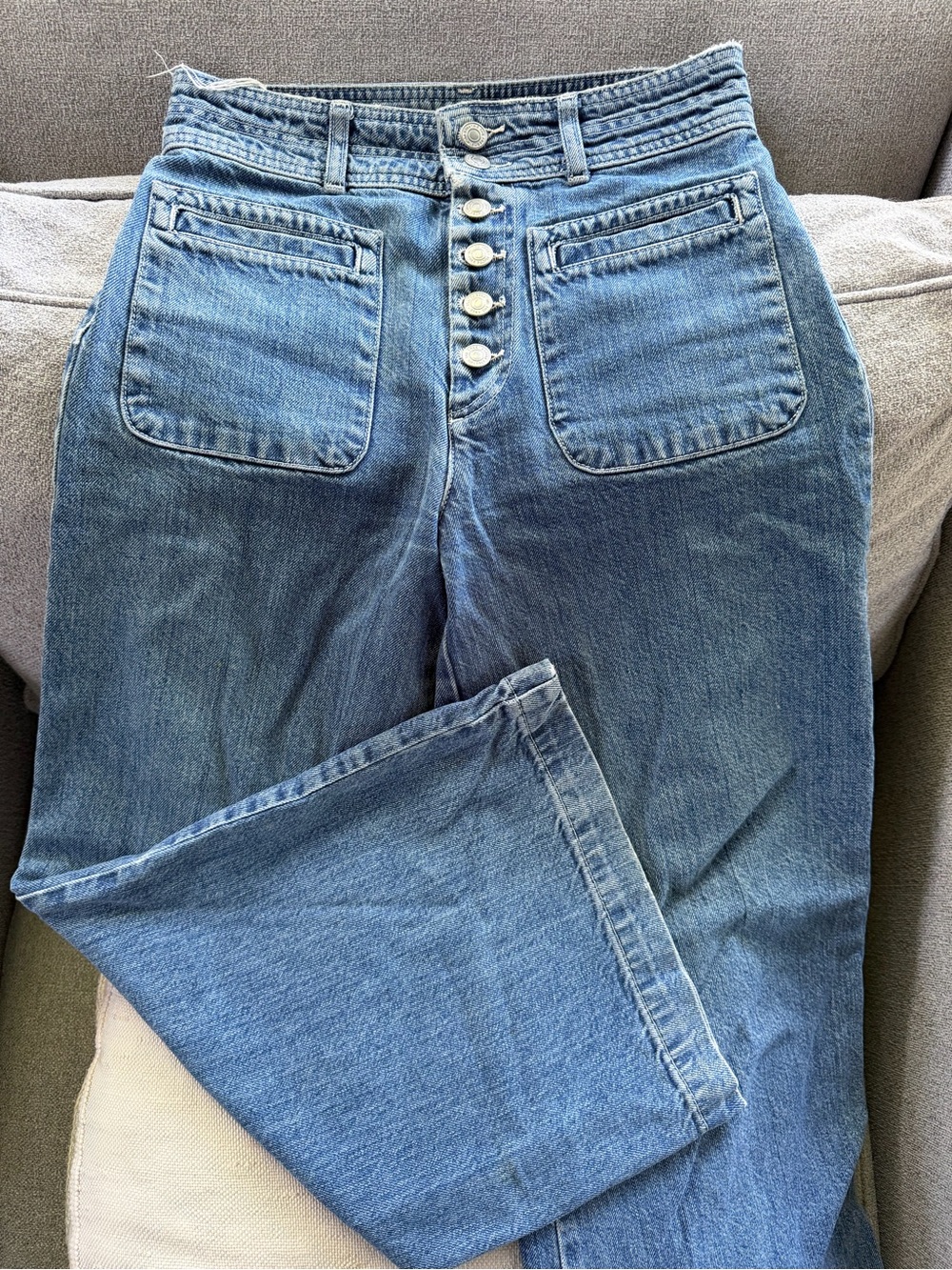 We The Free High-Rise Button-Fly Blue Denim Jeans